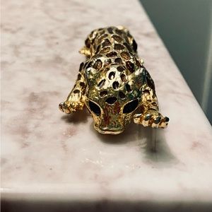 Vintage Brooch, Vintage Two Tone Enamel Gold Leopard Brooch